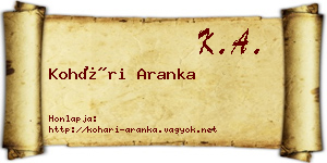Kohári Aranka névjegykártya