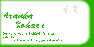 aranka kohari business card