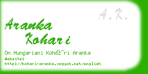 aranka kohari business card